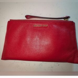 Michael Kors Red Pebbled Leather Clutch
